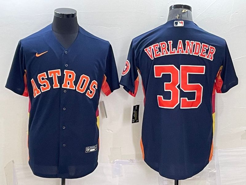 Men Houston Astros #35 Verlander Blue Game Nike 2022 MLB Jersey